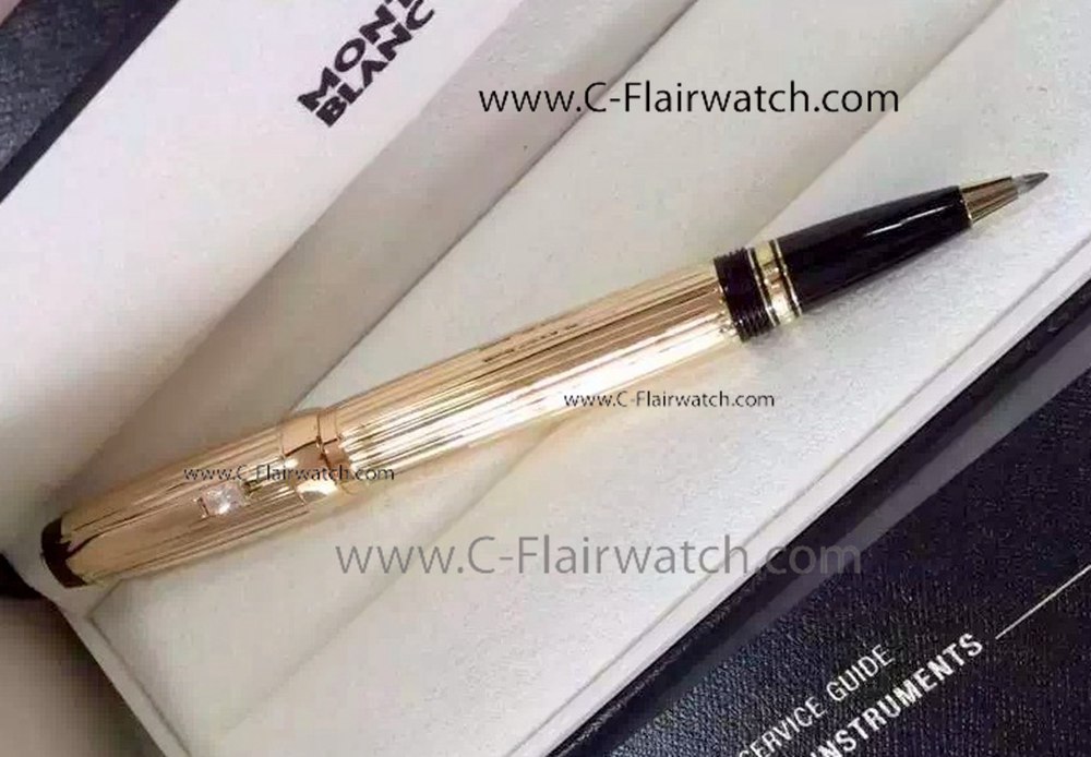 Best Replica Mont Blanc Boheme Bleu Gold Stripe Rollerball Pen